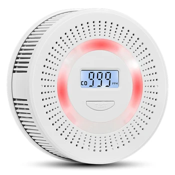 1 Kos 2-V-1 CO Ogljikov Monoksid Alarm in Dima Detektor Senzorja Varnostno Zaščito Zvočni Alarm za Plin, Bela Za Dom