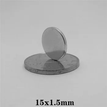10/20/50/100/200PCS 15x1.5 Mala Okrogla Magnet 15mmx1.5mm Neodim Magnetov 15x1.5 mm Stalno Močan Močan Magnet, 15*1.5