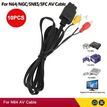 10PCS 1,8 M Kabel AV Composite Video Kabel 6 Metrov Skladu Združljiv Za Nintend 64 N64/GameCube/SNES/SFC, TV, Igralno Konzolo priključite Kabel AV,