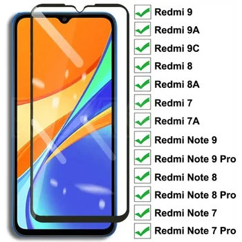 9D Kaljeno Steklo Za Xiaomi Redmi 9 9A 9C 8 8A 7 7A Screen Protector Stekla Redmi 10X Opomba 8 8T 7 9 9 Pro Max Zaščitna Stekla