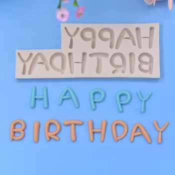 Angleške Črke Happy Birthday Silikonsko Plesni Fondat Torto Dekoracijo Sladica Pecivo Čokolada Kuhinja Peko Pribor Orodja