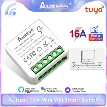 Aubess 16A WiFi Smart Stikalo 2-Način Nadzora Rele Modul Časovnik Glasovni Nadzor Stikalo Deluje Z Alexa/Google Domov/Smart APP Življenje