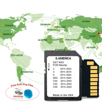 Avto GPS za Mazda Povežite 1 Sistem 2023 Sat Nav SD Južni Ameriki Zemljevidov na Pomnilniško Kartico Nadgradnjo Navigacije 8GB Brezplačna Dostava