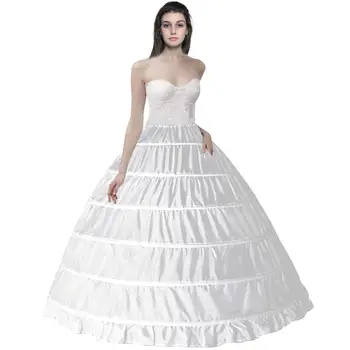 Crinoline Petticoat 6 Obroč, Žogo Obleke Krilo Zdrsi Dolgo Underskirt za Poroke, Poročne obleke