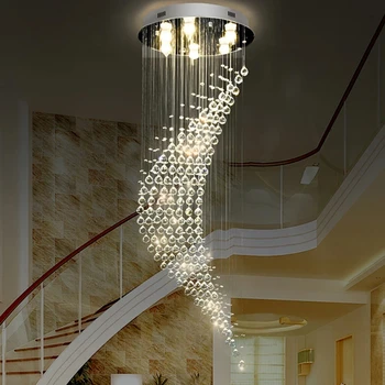 Dolgo Stopnišče Kristalni Lestenec LED Sodobne Svetilke Luksuzni Spirala Visi luç Doma Dekoracijo kristalno Kroglo