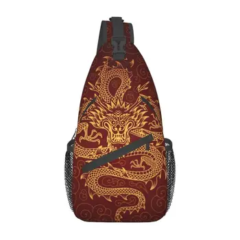 Dragon Totem Azijski Slog Zanko Crossbody Prsih Vrečko Moških Priložnostne Kitajski Orientalski Mitološki Ramenski Nahrbtnik za Potovanje