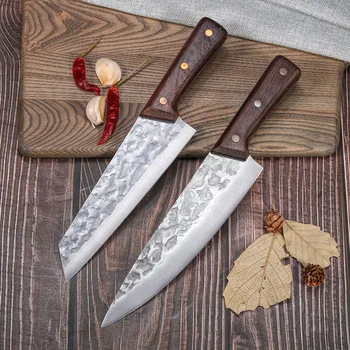 Kovanje Boning Nož Kitajski Polno Tang Ročaj Nož Ročno Jekla Kuhinje Kuhar Zakol Noži Za Rezanje Pripomoček Nakiri Cleaver