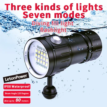 Profesionalno Podvodno 27 LED Bliskavico Svetlobe Označite Lučka 20000Lumens Potapljaško Svetilko 100M Nepremočljiva Video Kamero baklo