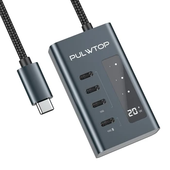 PULWTOP 4 v 1 10Gbps USB C Središče za Prenosni računalnik, Tip C hub Podpora Podatkov & Polnjenje za iMac, MacBook Pro/Zrak, iPad, XPS