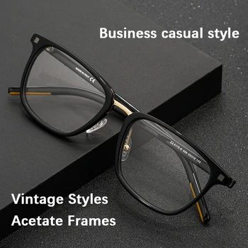 Retro Acetat Kvadratni Okvir Moških Očala Očala Okvirji Optični Rescription Kratkovidnost Očala Luksuzne Blagovne Znamke Oblikovalec Očala