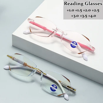 Rimless Žensk, Moških Branje Očala Unisex Končal Anti Modra Svetloba Daleč Pogled Očala Optični Recept Presbyopia Očala