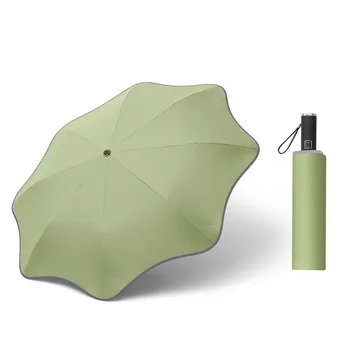 Ustvarjalni Samodejni Dežnik Zaokrožen Vogal Design UV Zaščita odporen na veter. Žensk Suncobran z Reflektivni Trak Varnost