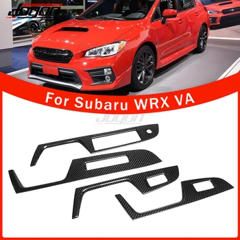 Za Subaru WRX STI VA 2018-2022 Avto Notranja Oprema, Vrata Armrest Okno za Preklapljanje Dvignite Pokrov Trim Pravi Cabon Vlaken Black 4pcs