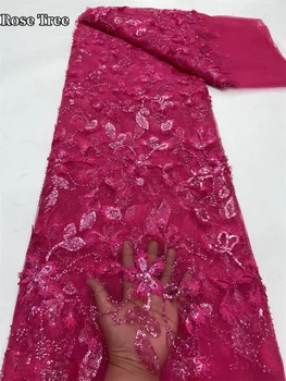Zadnje Afriške Til Sequins Čipke Tkanine 2024 Visoke Kakovosti Nigerijski Francoski Ženina Kroglice Čipke Tkanina Za Poročne Obleke