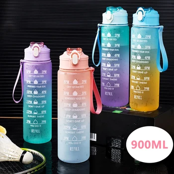 900 ML Šport Steklenico Vode s Časom Marker Neprepustnih Pokal Motivacijske Prenosna steklenica za Vodo za Šport na Prostem Fitnes BPA Free