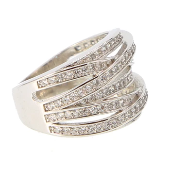 925 sterling srebro polno mikro utrla kubičnih cirkonij multi zaviti multi layer polno prst obroči iskrenje modno razkošje poročni prstan