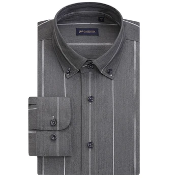 Anglija Slog Dolg Rokav Vertikalnih Črtasto Obleko Srajco Brez Žep Standard-fit Smart Casual Tipko dol za Moške Bluzo Majice