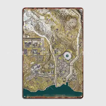 Cod Warzone Zemljevid Kovinske Plošče, Plakat Stenski Dekor Tiskanje Steno Jama Bar Jama Tin Prijavite Plakat