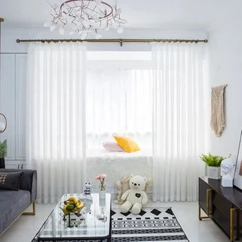 Dnevna soba čisto bela prosojne zavese, spalnica dekoracijo šifon zavese, votlih prosojne zavese