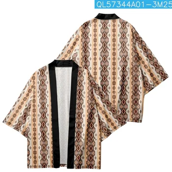 Geometrijski Vzorci Tiskanih Japonski Jopico Cosplay Haori Srajce Tradicionalnih Kimono Moški Ženske Yukata Oblačila