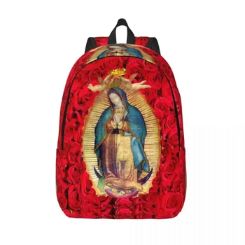 Guadalupe Devica Marija S Cvetjem Potovanja Platno Nahrbtnik Moški Ženske Šoli Laptop Bookbag Katoliške Študent Daypack Vrečke