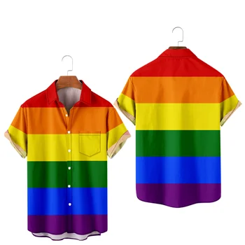Mavrica Design Ponos LGBT Ljubezen Lezbični Tisk Kratek Rokav Žep Srajce LGBT Tiskanja Srajce, Moške In Ženske Vrhovi