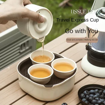 Mini set za fternoon čaj kampiranje razredov Potovanja Čaj, Set Set Prenosna Torba Japonski Zunanji Preprost Mini Doma Izlet Čaj Cu