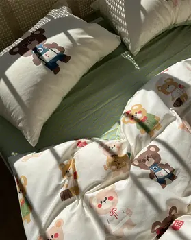 Moda srčkan risanka medved posteljnina nabor otrok najstniški fant,twin polno kraljica lep bombaž domačega tekstilnega posteljo stanja vzglavnik odeja pokrov