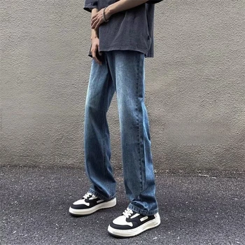 Novo 2023 Moške Širok Noge Jeans Nove Jesensko korejski Modni Stil Naravnost Svoboden Vrečasta Traper Hlače Študent Teen Dolge Hlače F42