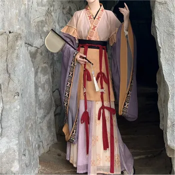 Original Hanfu Obleka Ženske Tradicijo Obnovi Wei Jin Velike Rokavi Osem-zlomljeno Krilo Severne Južne Dinastije Hanfu Obleko