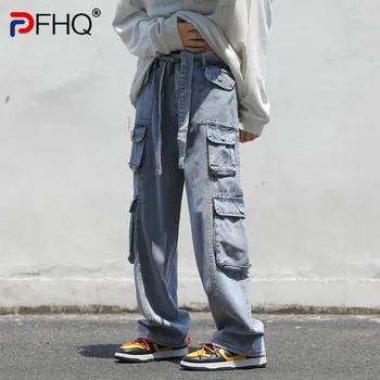 PFHQ Darkwear Safari Stil Jeans Moške High Street Ins Izgubijo Funkcionalne Multi Žep Ravne na Prostem Tovora Hlače Jeseni 21Z2772