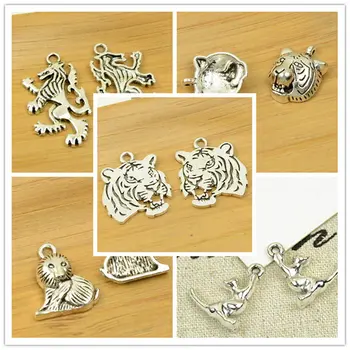 tiger, lev, leopard, obliko glave, zlitine obesek človek čar punk živali antique silver choker DIY nakita pribor brezplačna dostava