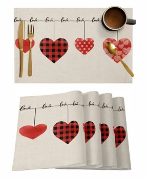 Valentinovo Srce Akvarel Tabela Mat Poroko Počitnice Stranka Jedilno Mizo Placemat Kuhinjski Pribor Tabela Napkin