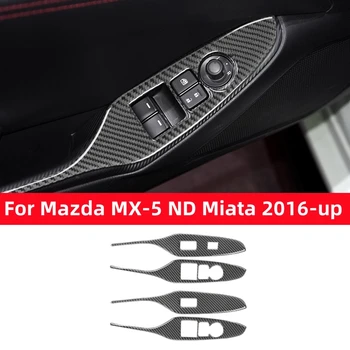 Za Mazda MX-5 ND Miata 2016-22 MX5 Roadster Vrata Armrest Stikalo Okno Dvigalo Gumb Nadzorne Plošče Ogljikovih Vlaken Notranje Nalepke